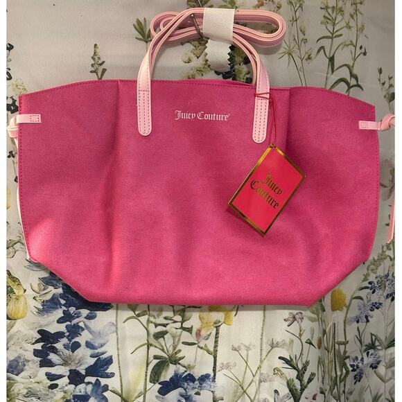 Juicy Couture Pink Tote 17 x 10 x 5 - Faux Suede - NEW with TAGS - Picture 1 of 4